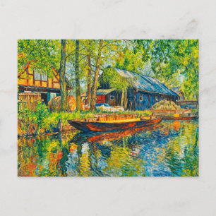 Impressionistisches Spreewald-Bauernhaus mit Holzb Postkarte