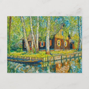 Impressionistisches Spreewaldhaus an einem stillen Postkarte