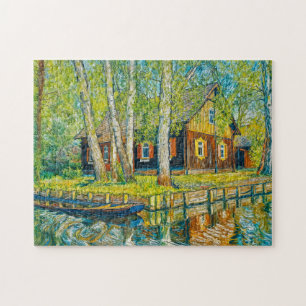 Impressionistisches Spreewaldhaus an einem stillen Puzzle