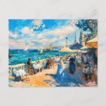 Impressionistisches Stadtcafé am Meer