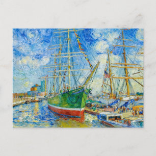 Impressionistisches Tall Ship im Hamburger Hafen m Postkarte