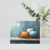 Impressionistisches Trio von Pumpkins über Rustika Postkarte (Stehend Vorderseite)