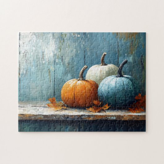 Impressionistisches Trio von Pumpkins über Rustika Puzzle (Horizontal)