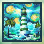 Impressionistisches tropisches Leuchtturm Van Gogh Fensteraufkleber (Blatt 3)