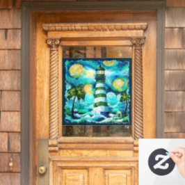 Impressionistisches tropisches Leuchtturm Van Gogh Fensteraufkleber
