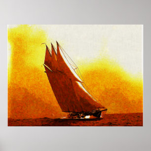 Impressionistisches Vintag Racing Yacht Atlantic P Poster