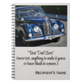 Impressive blaue antike Auto, Vatertagsspirale Notizblock (Vorderseite)