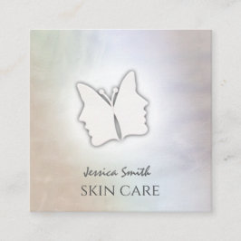 Impressive Chic Girl Gesicht Schmetterling hologra Quadratische Visitenkarte