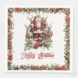 Impressive Illustration Santa mit seinem Rentier Serviette