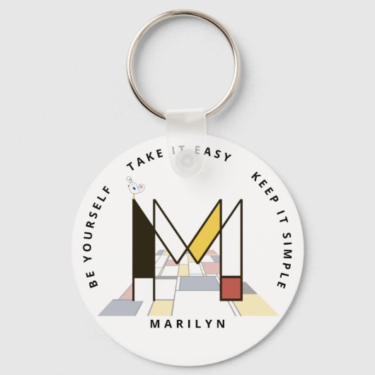 Impressive Neoplastik Art Monogram. Buchstabe M Schlüsselanhänger (Vorderseite)