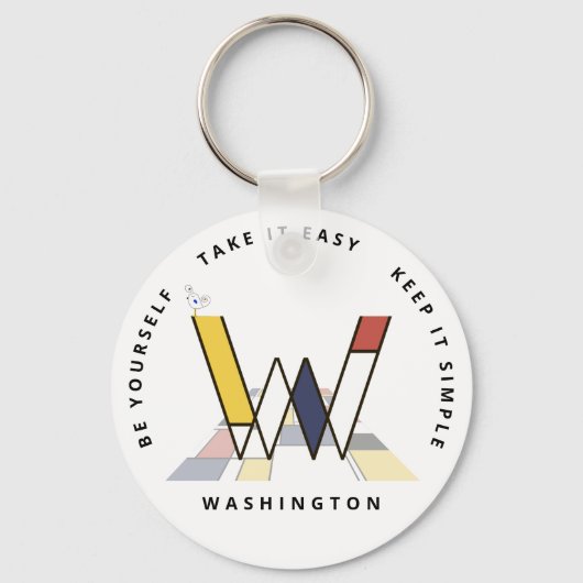 Impressive Neoplastik Art Monogram. Buchstabe W Schlüsselanhänger (Vorderseite)