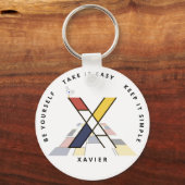 Impressive Neoplastik Art Monogram. Buchstabe X Schlüsselanhänger (Vorderseite)