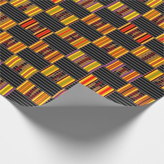 Impressive Pinstrip Bright Kente Wrapping Paper Geschenkpapier (Ecke)
