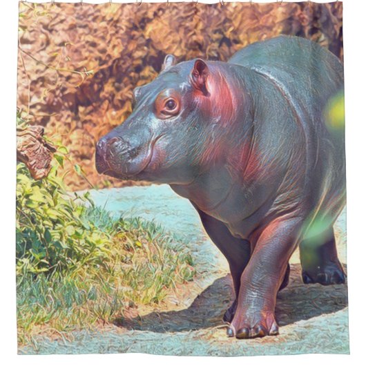 Impressives Tier - Hippo Duschvorhang (Vorderseite)