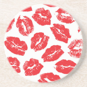 Imprint Kiss Red Lips: Vintag nahtlos Getränkeuntersetzer