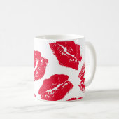 Imprint Kiss Red Lips: Vintag nahtlos Kaffeetasse (VorderseiteRechts)