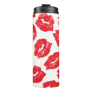 Imprint Kiss Red Lips: Vintag nahtlos Thermosbecher