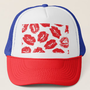 Imprint Kiss Red Lips: Vintag nahtlos Truckerkappe