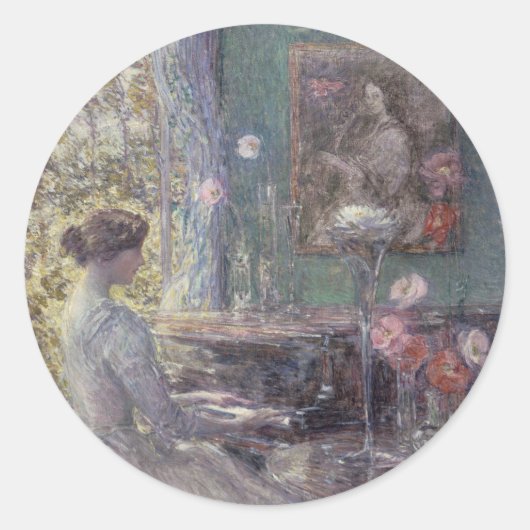 Improvisation von Frederick Childe Hassam Runder Aufkleber (Vorderseite)
