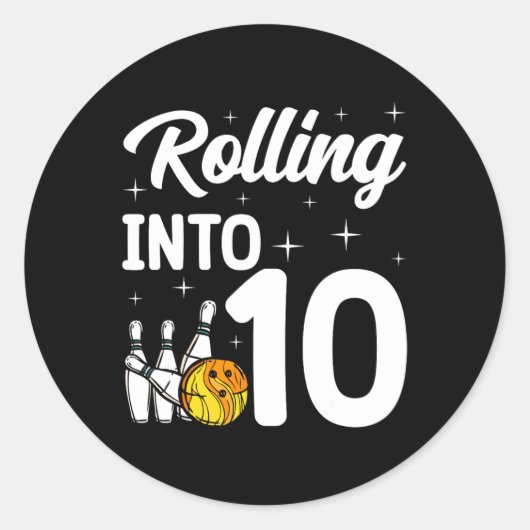 In 10 Bowling 10. Geburtstag Runder Aufkleber (Vorderseite)