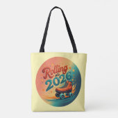 In 2026 rollender Retro-Skate-Tote Tasche (Rückseite)