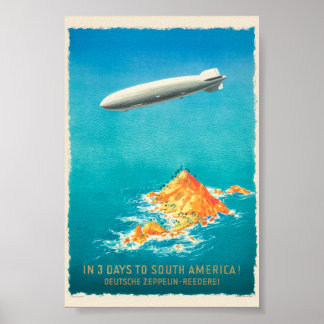 In 3 Tagen nach Südamerika Vintage Poster 1935