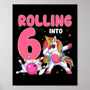 In 6. Geburtstag Einhorn-Bowling 6 Jahre Poster