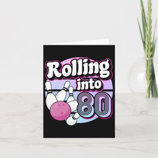 In 80 Bowling 80. Geburtstag Karte (Vorderseite)