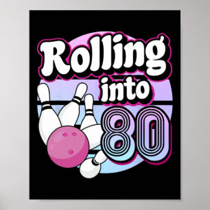 In 80 Bowling 80. Geburtstag Poster