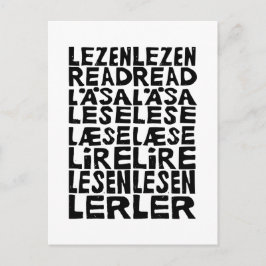 In 8 Sprachen lesen Lino Print Postkarte