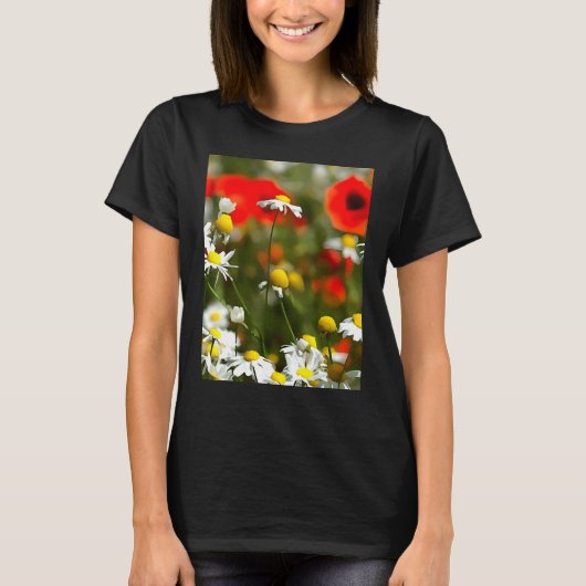 In A Field of Poppies Be A Daisy Acrylic Painting T-Shirt (Vorderseite)