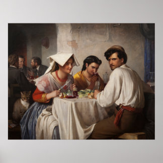 "In a Roman Osteria" - 1886 Carl Heinrich Bloch Ca Poster
