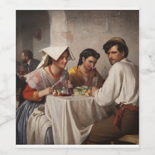 "In a Roman Osteria" 1886 Carl Heinrich Bloch Weinetikett (Einzelnes Label)