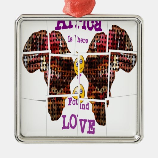 In Afrika habe ich Liebe gefunden Silbernes Ornament (Vorne)