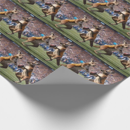 "In Aktion: Kangaroos spielt Aussie-Regeln Geschenkpapier (Ecke)