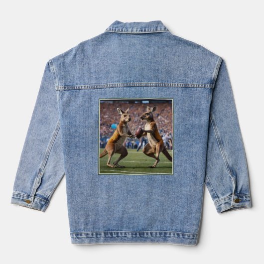 "In Aktion: Kangaroos spielt Aussie-Regeln Jeansjacke (Rückseite)