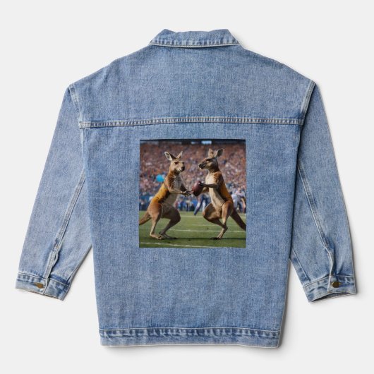 "In Aktion: Kangaroos spielt Aussie-Regeln Jeansjacke (Rückseite)