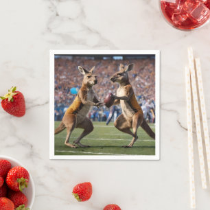"In Aktion: Kangaroos spielt Aussie-Regeln Serviette