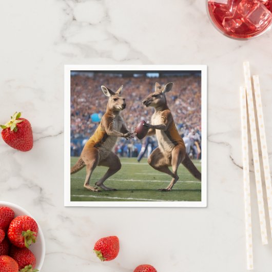 "In Aktion: Kangaroos spielt Aussie-Regeln Serviette (Beispiel)
