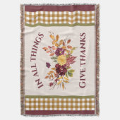 In All Things Give Thanks Autumn Floral Decke (Vorderseite Vertikal)