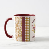 In All Things Give Thanks Burgundy Gold Damask Tasse (Links)