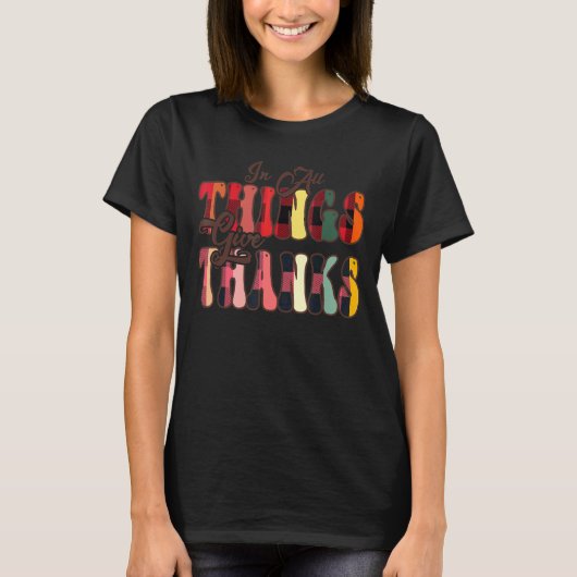 In All Things Give Thanks Groovy Leopard Thanksgiv T-Shirt (Vorderseite)