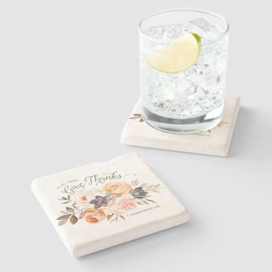 In allem Dank floralen Rose Untersetzer (Seitenansicht)