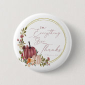 In allem Dank pastellfarbene und goldene Kürbis. Button (Vorderseite)