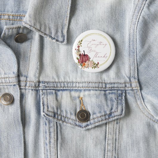 In allem Dank pastellfarbene und goldene Kürbis. Button (Beispiel)