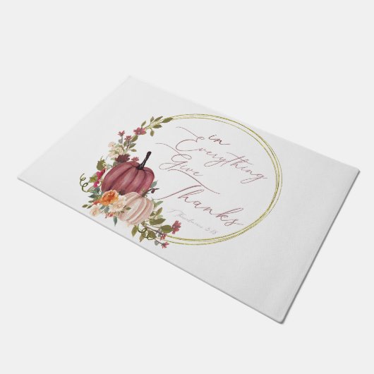 In allem Dank pastellfarbene und goldene Kürbis. Fußmatte (Schrägansicht)