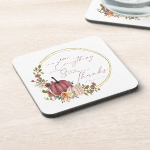 In allem Dank pastellfarbene und goldene Kürbis. Getränkeuntersetzer