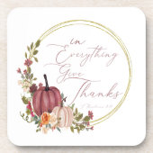 In allem Dank pastellfarbene und goldene Kürbis. Getränkeuntersetzer (Vorderseite)