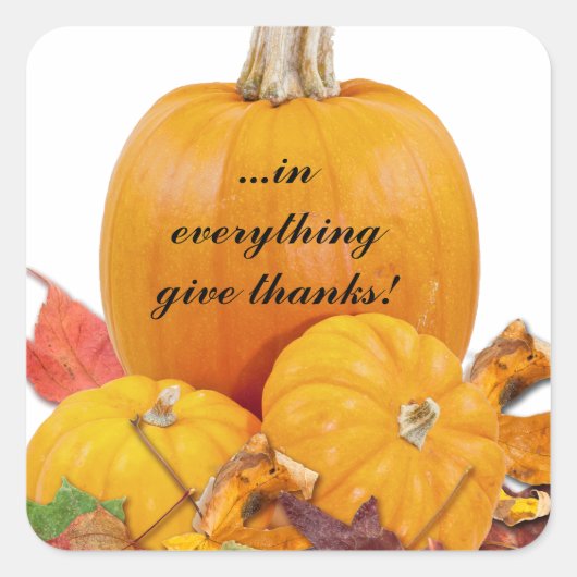 In allem danke! quadratischer aufkleber (Vorderseite)