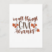 In allem gibt Dank Erntedank Pumpkin Einladungspostkarte (Vorderseite)